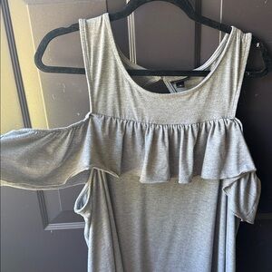 Gray off the shoulder Ruffle Dress from Torrid